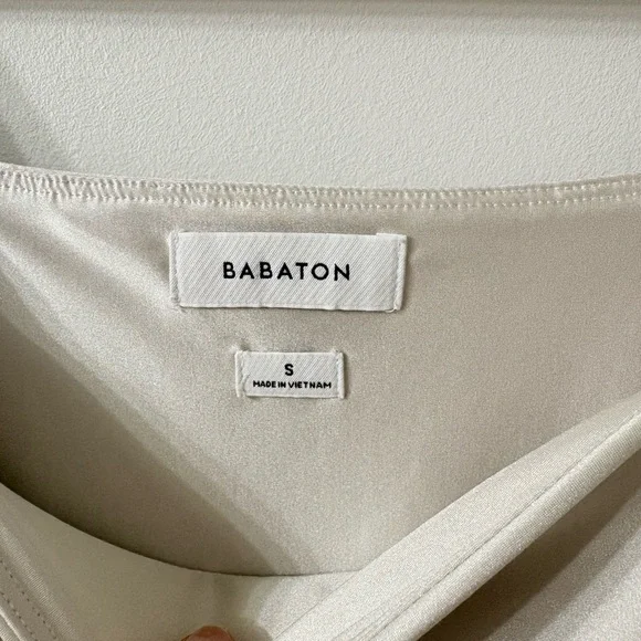 NWT BABATON Satinete Squareneck Matte Pearl Longsleeve Bodysuit Small Balletcore - Picture 3 of 7